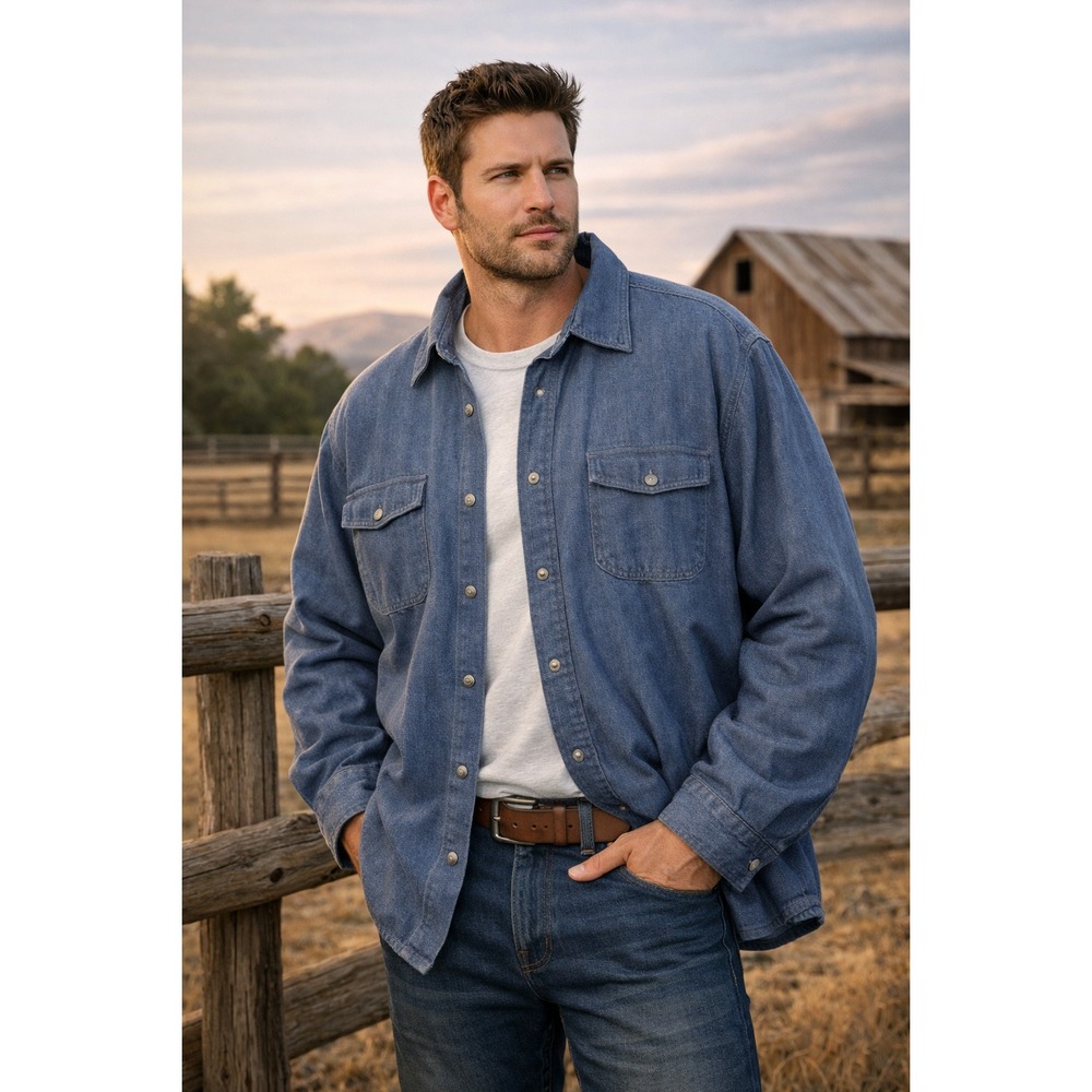 Wrangler Quilted‎ Denim Shacket Mens 3XL Blue Rugged Workwear Minimalist Grunge